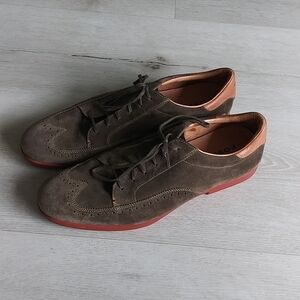 Fossil suede wingtip Oxfords brown greenish leather‎ 13 men's